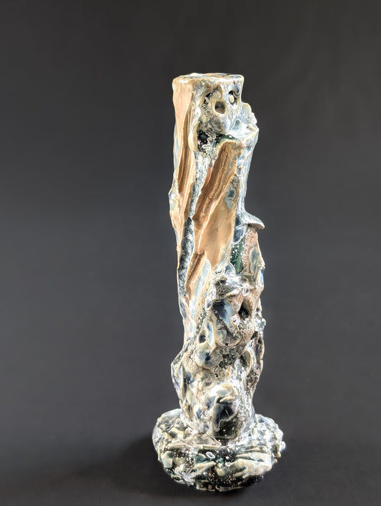 Rock Bound, porcelain single flower vase by ceramic artist Robbin Harris.