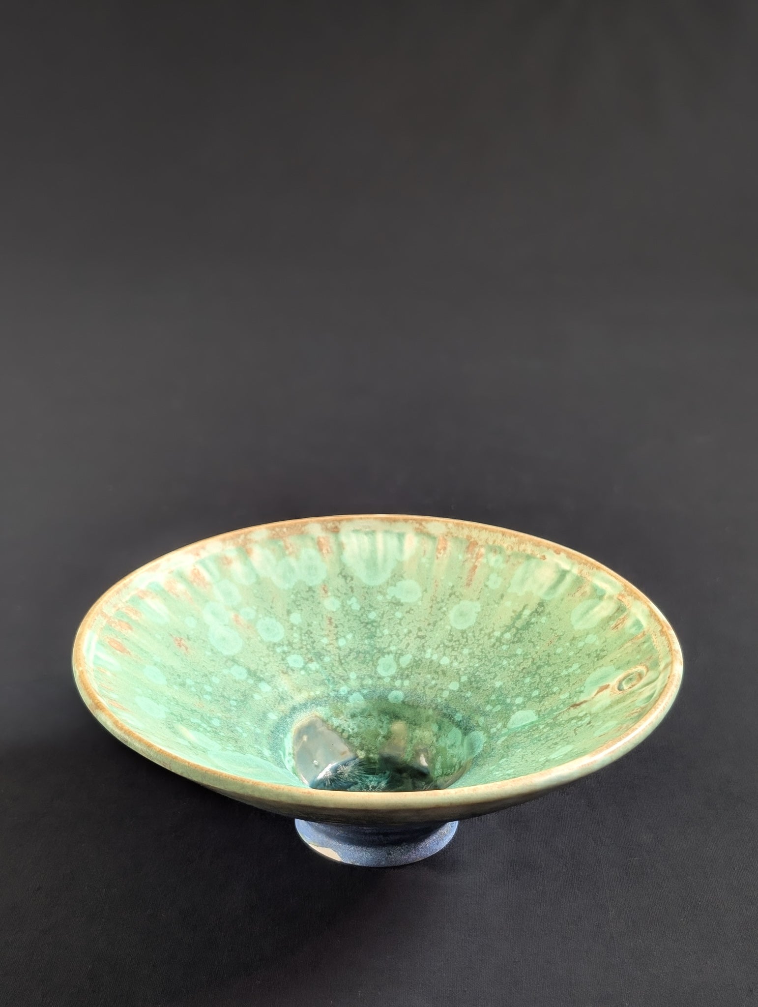 Matte green crystalline porcelain ring dish by Robbin Harris.